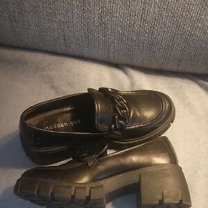 Madden Girl Black Loafers with Chain Detail